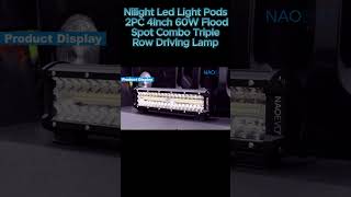 Nilight Led Light Pods 2PC 4Inch 60W Flood Spot Combo Triple Row Driving Lamp Roof Bumper Off Road [upl. by Winwaloe]