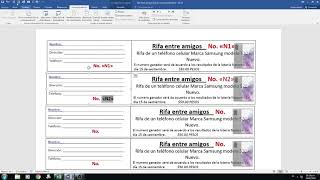 🌑 Como hacer boletos foliados o numerados para una rifa en Word ✔✔ [upl. by Kampmeier]