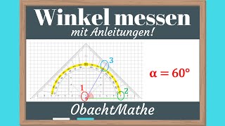 Winkel messen mit Anleitungen  ganz einfach erklärt  verschiedene Möglichkeiten  ObachtMathe [upl. by Wehrle]