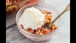 Strawberry Rhubarb Crisp recipe  The Recipe Rebel [upl. by Grae]