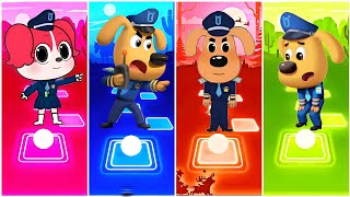 Sheriff Labrador 🆚 Police Officer 🆚 Sheriff Papillon 🎶 Tiles Hop EDM Rush [upl. by Mcnally]