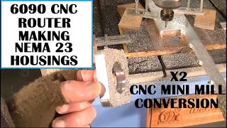 X2 CNC Conversion 5 Making the Nema 23 motor housings Harbour freight Grizzly Sieg [upl. by Akinod]