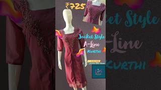 jacket style Aline kurti WithHandwork LakshaEliteStoreMadurai latest collections 8015262621 [upl. by Saihttam]