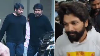 Allu Arjun Arrest  Mega Star Chiranjeevi Leaving From Allu Arjun House  Exclusive [upl. by Drofliw]