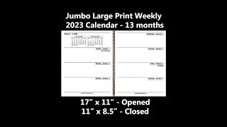 Jumbo Large Print weekly Calendar [upl. by Albemarle220]