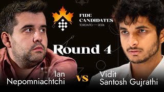 Round 4  Ian Nepomniachtchi  Vidit Gujrathi  FIDE Candidates 2024 [upl. by Christen300]