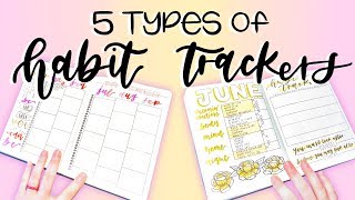 5 Types of Habit Trackers  Bullet Journal Ideas [upl. by Tannie]