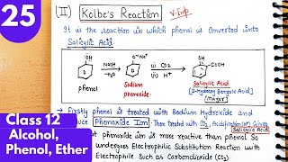 25 Kolbes reaction with mechanism salicylic acid from phenol Alcohol phenol ether class12 [upl. by Brander393]