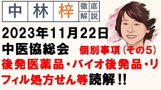 【中林梓】梓の勝手な独り言（2023 11 22中医協総会 個別事項（その5）後発医薬品、バイオ後続品、リフィル処方せん等） [upl. by Rik]