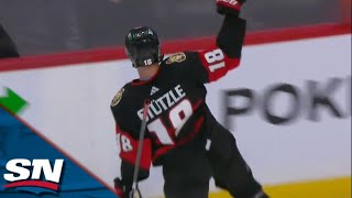 Senators Tim Stutzle Fakes Out Sidney Crosby Before Firing Home 20th Goal Of Season [upl. by Bravin]