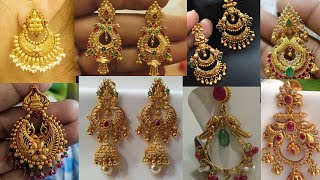 Latest Gold earrings designs with weight bridalwear jhumkas chandbali earrings collection gold [upl. by Eelrebmyk]