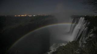 Moonbow Lunar Rainbow Timelapse at Victoria Falls Zambia HD [upl. by Anoo]