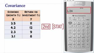 Covariance using the BA II PLUS Calculator [upl. by Freeland149]