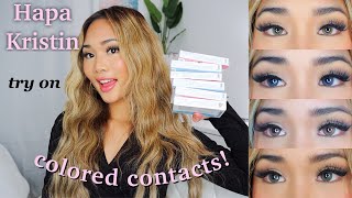 HAPA KRISTIN COLORED CONTACTS TRY ON  REVIEW [upl. by Ateinotna]