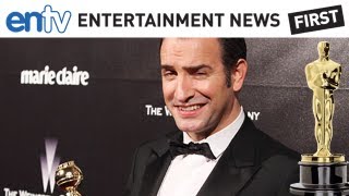 OSCARS 2012 Best Actor Nominees Jean Dujardin George Clooney and Brad Pitt ENTV [upl. by Harp]