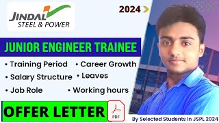 JINDAL STEEL amp POWER Junior Engineer Trainee 2024। Salary Facilities Training Period Growth । [upl. by Ydneh43]