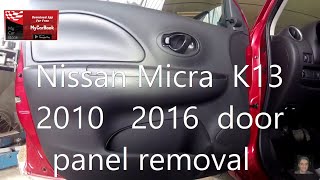 Nissan Micra K13 2010  2016  door panel removal [upl. by Wheeler]