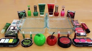 Mixing Makeup Eyeshadow Into Slime  Red vs Green Special Series Part 3  Satisfying Slime Video [upl. by Gintz]