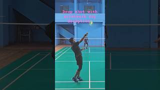 Sliced forehand deceptive drop shot in badminton doubles shorts trickshots skills [upl. by Bryon221]