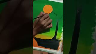 Easy Green Moonlight Poster colour Painting  Easy Poster Colour Painting Tutorial for Beginners [upl. by Gnanmas]