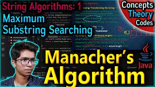 Longest Palindromic Substring Manachers Algorithm  Concepts Theory Algorithm amp Codes Explained [upl. by Hpesojnhoj]