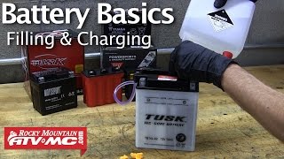 Battery Basics amp Activation  Filling amp Charging a Motorcycle Battery [upl. by Ahsimet971]