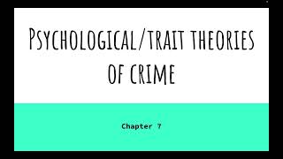 Ch 7 Introduction to Criminology [upl. by Edrea]