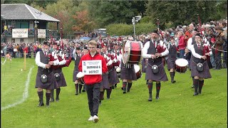 Barrhead amp District plus Lochgelly High School Pipe Bands march at the 2024 Pitlochry Highland Games [upl. by Elihu]