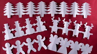 Easy decorative paper chain for Xmas DIY Paper cutting design easy [upl. by Lierbag13]