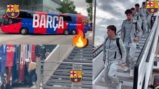 🔥✅ARRIVAL🛬Barca arrive in Barcelona after 25 win against Red Star in champions League as Raphinha [upl. by Ynaoj45]