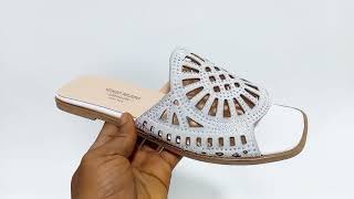 Alvinia White Studded Suede Leather Women Slippers [upl. by Enirol]