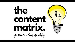 Using the content matrix to multiply your ideas FiveMinute Marketing Tips April 152019 video [upl. by Melanie110]