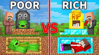 Mikey POOR vs JJ RICH House Inside a GRAVE in Minecraft Maizen [upl. by Annocahs]