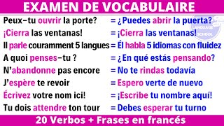 📝Examen de vocabulario Francés  20 verbos  Frases   Aprender Francés rápido y fácil [upl. by Fari213]