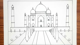 Taj Mahal drawing step by step for beginners  তাজমহল ড্রয়িং [upl. by Buyers]