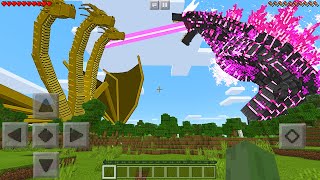 I Found EVOLVED GODZILLA vs KING GHIDORAH in Minecraft Pocket Edition [upl. by Eniretak519]