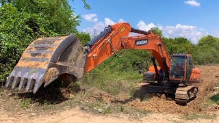 Amazing Excavator Doosan Dx340 LCA Construction Digging Forest Small Stretch Road [upl. by Ainesy187]