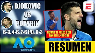 Novak Djokovic vs Alexei Popyrin  RESUMEN HIGHLIGHTS 2da Ronda  Australian Open 2024 [upl. by Alexia]