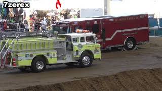 Firefighter Demolition Derby Fire Truck Parade 772024 [upl. by Essy]