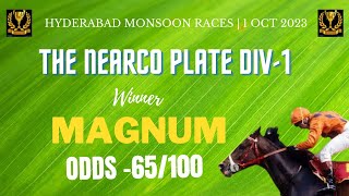 MAGNUM won The Nearco Plate Div1  MAGNUM Horse race Hyderabad Horse Race Highlights Oct 01 2023 [upl. by Leahciam230]