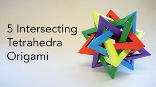 Origami 5 Intersecting Tetrahedra Tetrahedron Tutorial Designed by Thomas Hull ASMR Paper Folding [upl. by Arama]