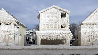 Bizarrer Anblick Wintersturm friert Häuser ein [upl. by Anilet]