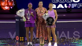 Coco Gauff vs Qinwen Zheng Trophy Ceremony  WTA Finals 2024 Final [upl. by Yrrep306]