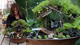 Shade Fairy Garden w DIY Living Moss Roof 🧚🌿💚  Garden Answer [upl. by Yenaiv]