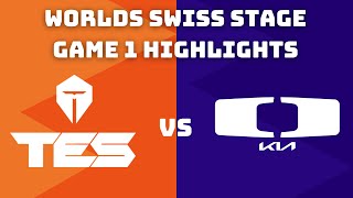 TES vs DK GAME 1 Highlights GAME 1  WORLDS 2024 SWISS STAGE  TOP Esports vs Damwon Kia [upl. by Aliuqa]