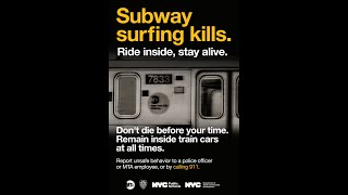 Subway Surfing Outside Trains Kills NYC Mayor MTA quotRide Inside Stay Alivequot [upl. by Ahseinet160]