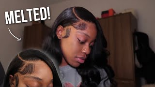 How to do a side part style with a closure wig 5X5 HD lace Body Wave Ft Julia hair [upl. by Lessig]