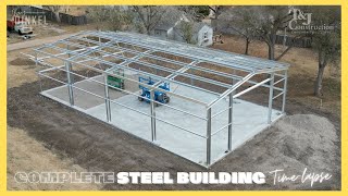 40 x 75 complete STEEL BUILDING construction timelapse [upl. by Publea]