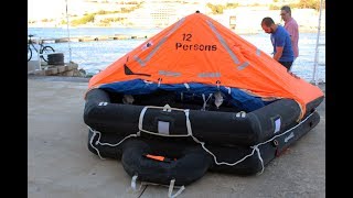 Life Raft Demonstration  How to release liferaft [upl. by Elbring40]