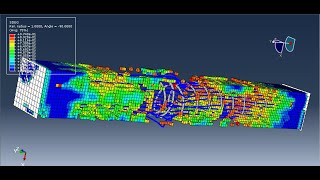 Simulation compression test of a RC column with spiral CFRP with fully damaged behaviour in Abaqus [upl. by Rufe]